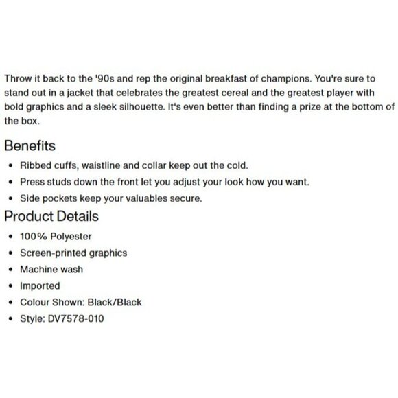 Jordan Flight MVP Varsity "Wheaties" Black Nike Jacket DV7578-010 Mens Large NEW - Picture 16 of 16